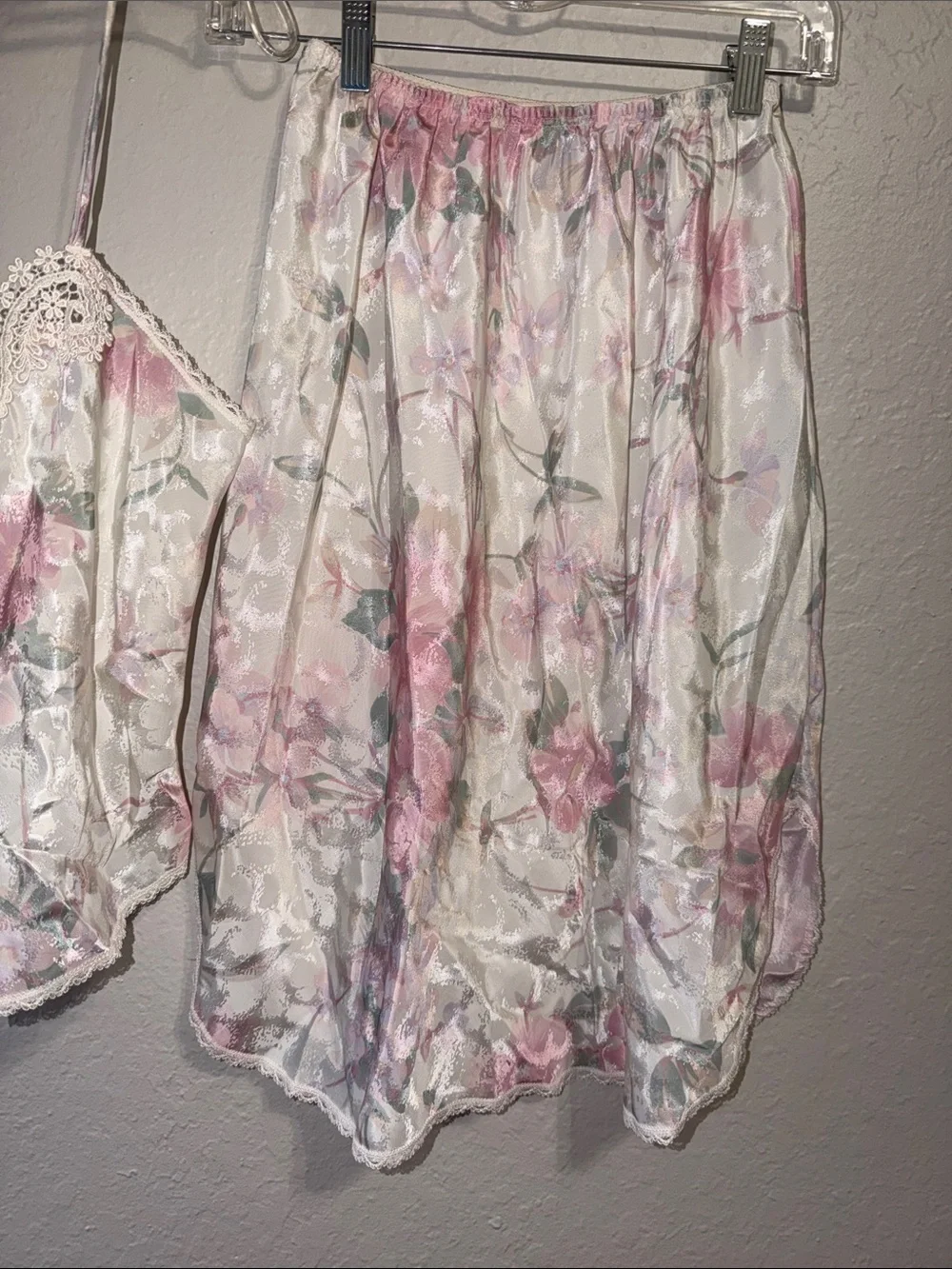 Vintage Floral Slip set Cami & Skirt Slip dress lace pastel flowers - Picture 3 of 9